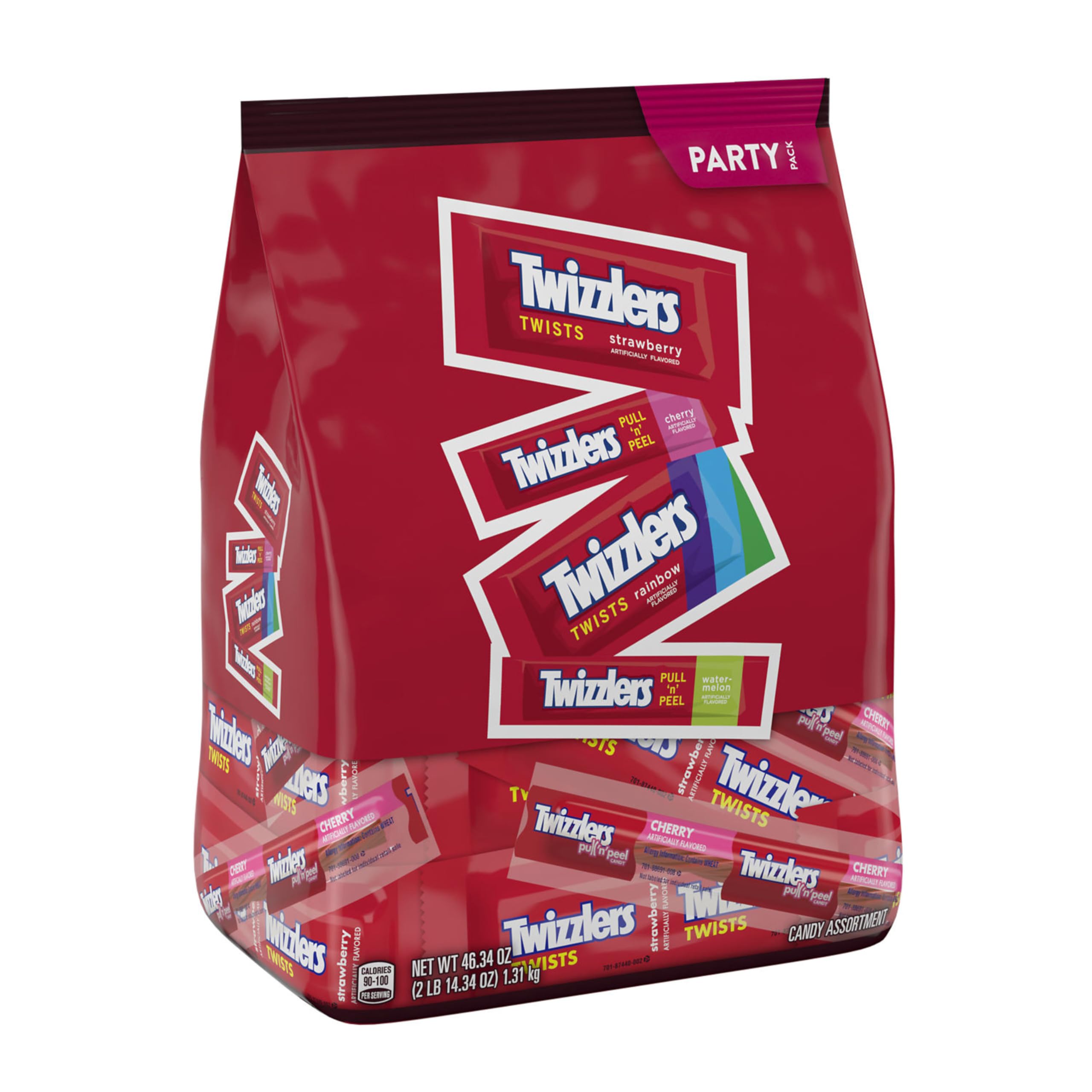 Twizzlers Pull-N-Peel cherry close-up, inviting snack during parties or road trips.