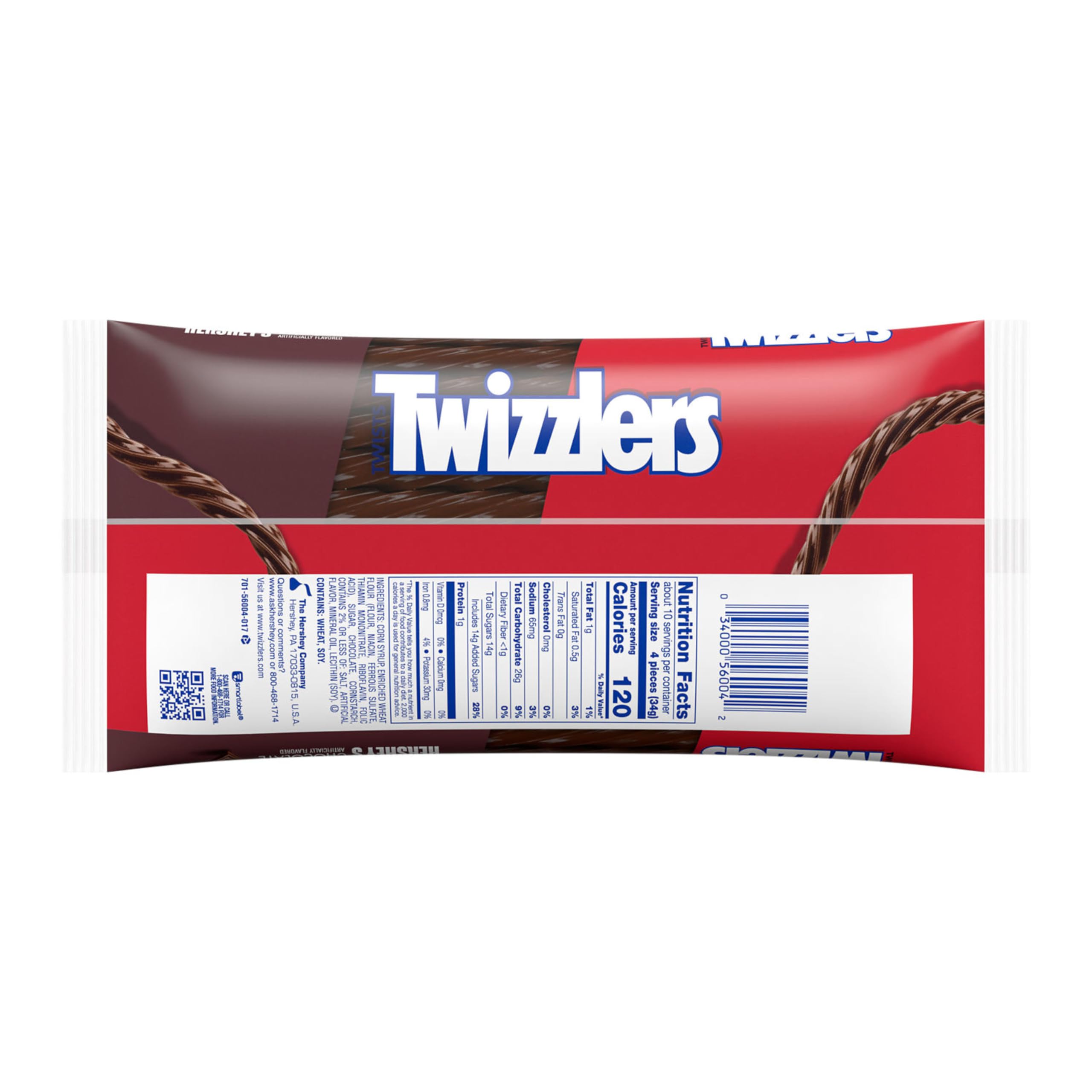 Twizzlers Twists Chocolate Flavor closeup shows chewy texture for snack time