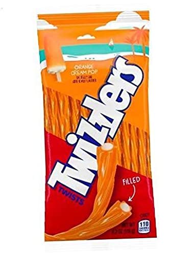 Twizzlers Twists Orange Cream Pop filled candy pack 2, creamy orange flavor for snack time