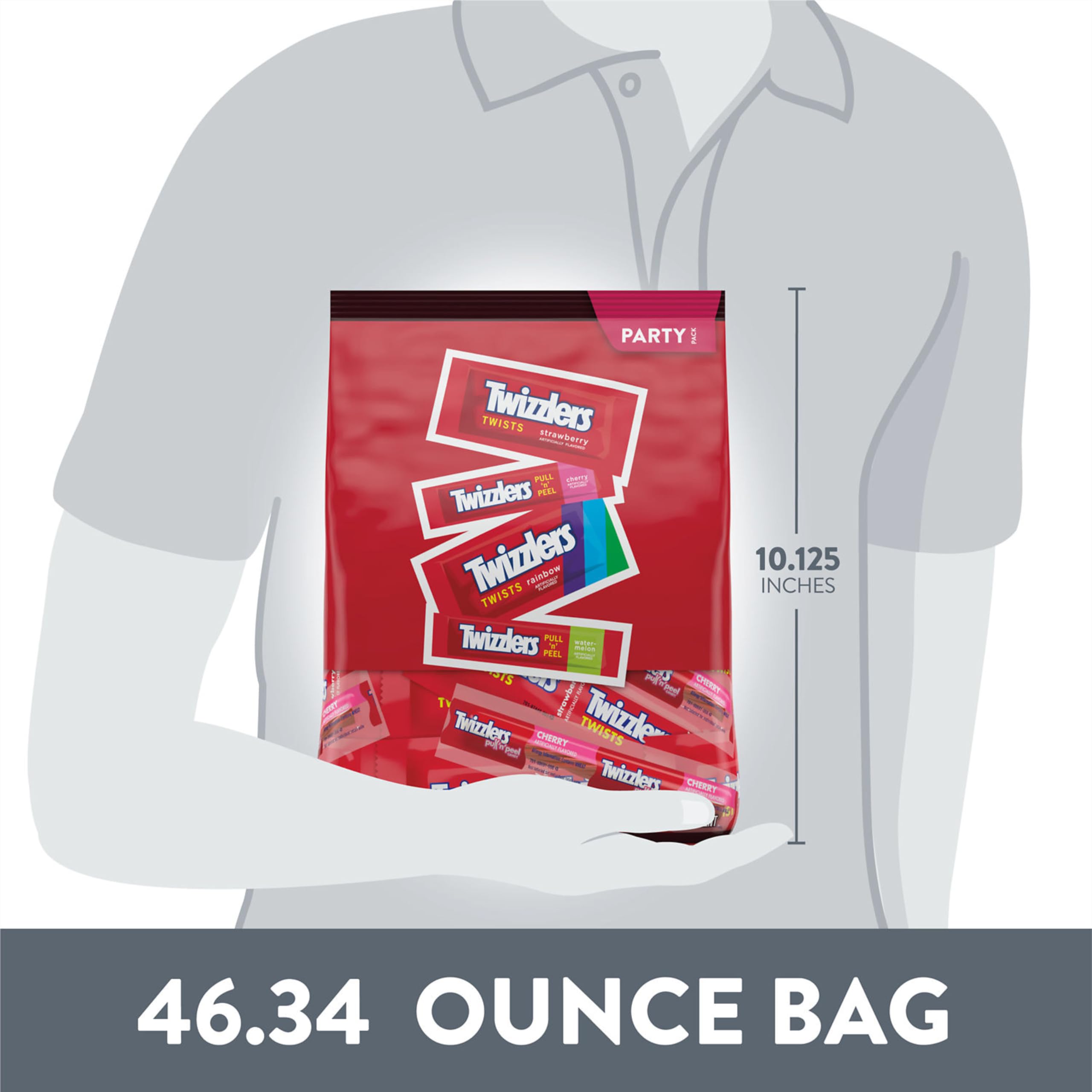 Twizzlers Twists rainbow close-up, colorful variety for snack bowls and celebrations.