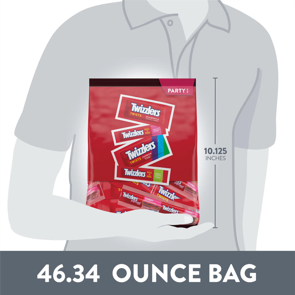 Twizzlers Twists rainbow close-up, colorful variety for snack bowls and celebrations.