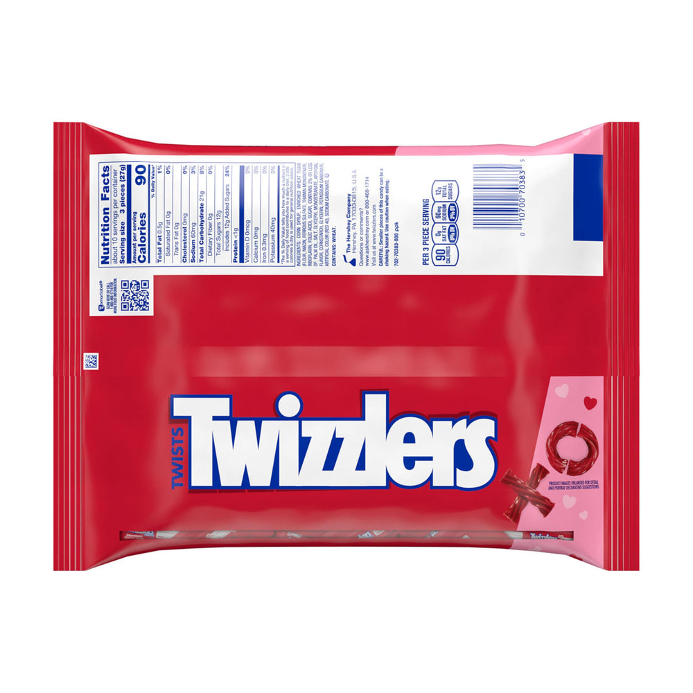 Twizzlers Twists close-up highlights chewy strawberry texture.