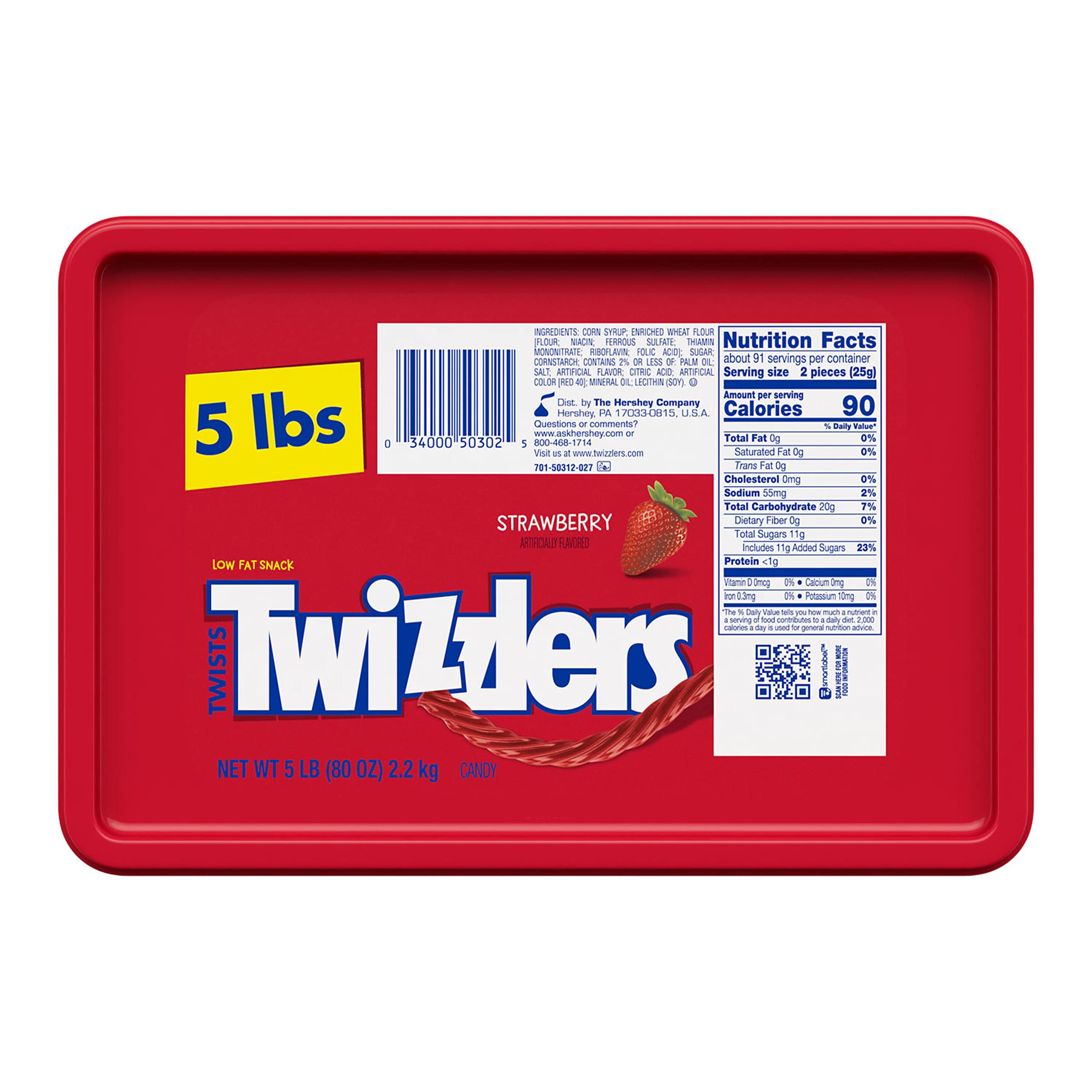 Twizzlers Twists Strawberry close-up of chewy texture for snacking.