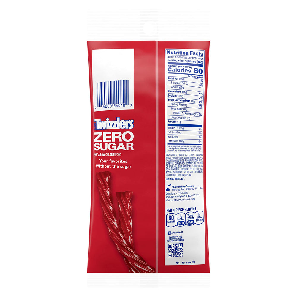 Twizzlers Zero Sugar Twists packaging front—eye-catching, ideal for gifting at parties