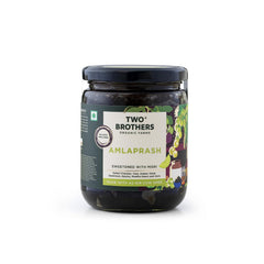 Two Brothers India Farms Chyawanprash 500g jar closeup, antioxidant-rich mix for daily immunity.