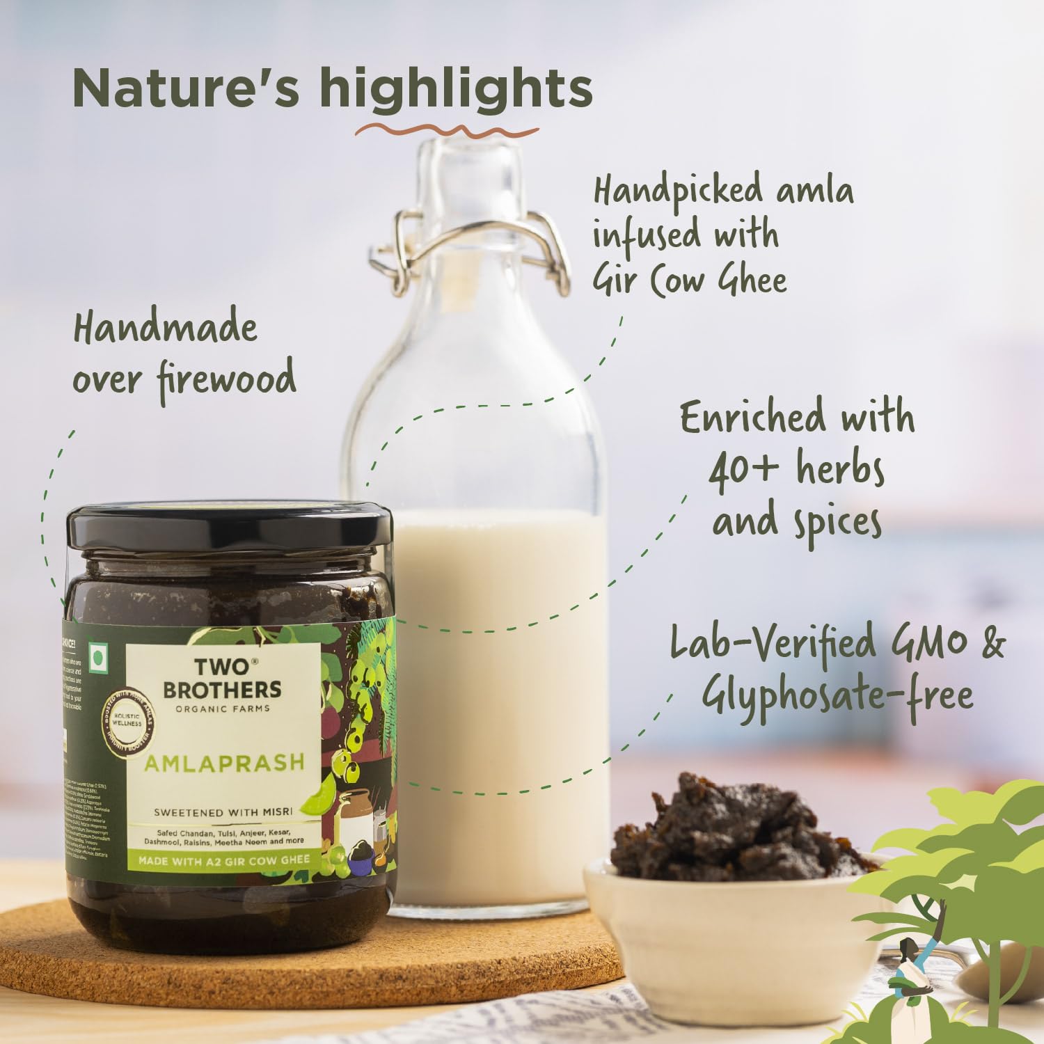 Two Brothers India Farms Chyawanprash kids serving image, family-friendly daily wellness ritual.