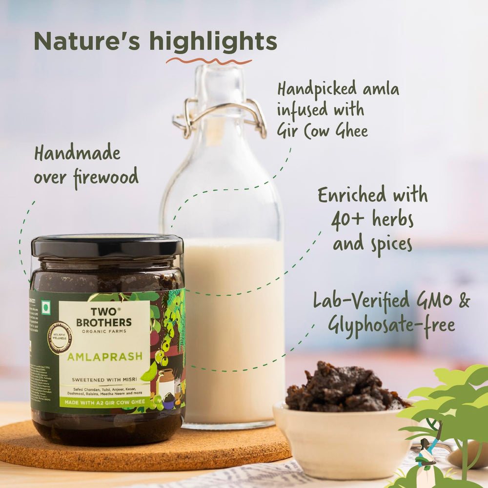 Two Brothers India Farms Chyawanprash kids serving image, family-friendly daily wellness ritual.