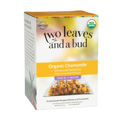 Two Leaves and a Bud chamomile pyramid sachets for fuller, soothing infusion.