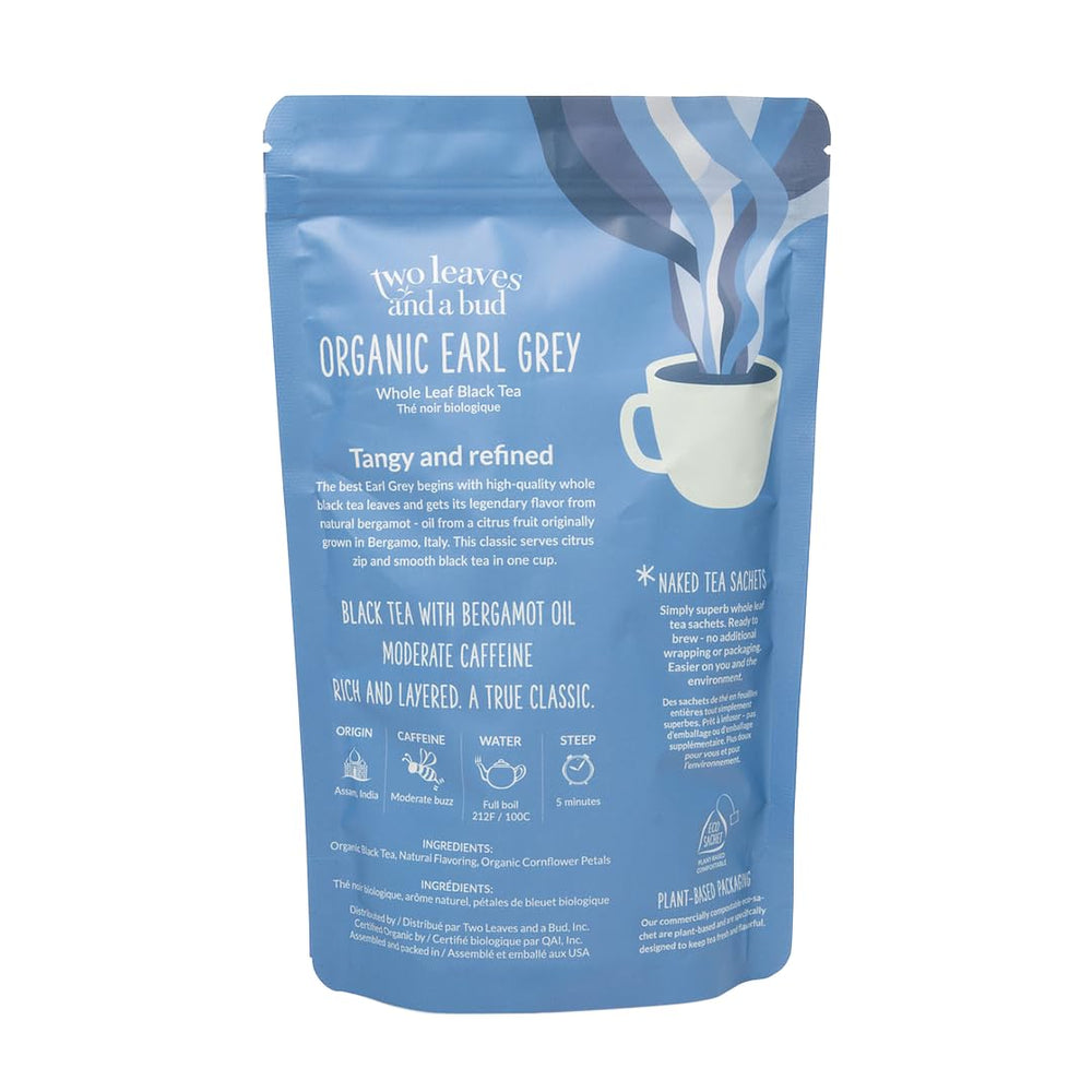 Two Leaves and a Bud Earl Grey pyramid sachets infuse fuller flavor
