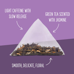 Two Leaves and a Bud green tea cup with steam for a refreshing afternoon break
