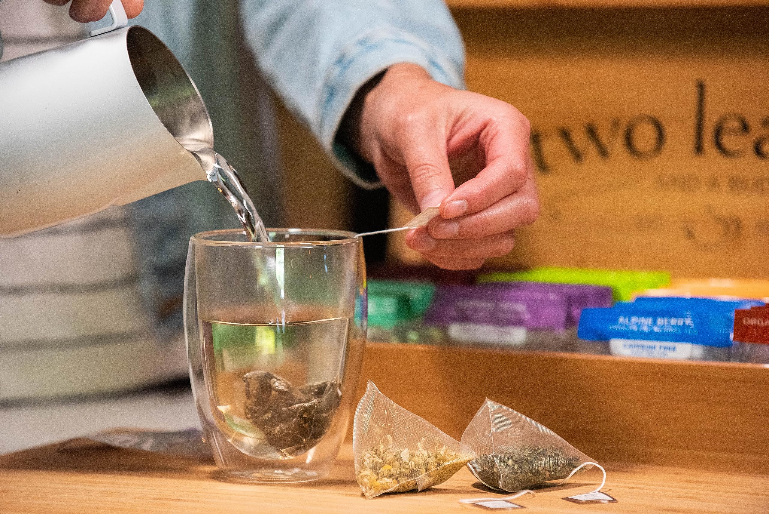 Two Leaves and a Bud premium tea in eco-friendly packaging