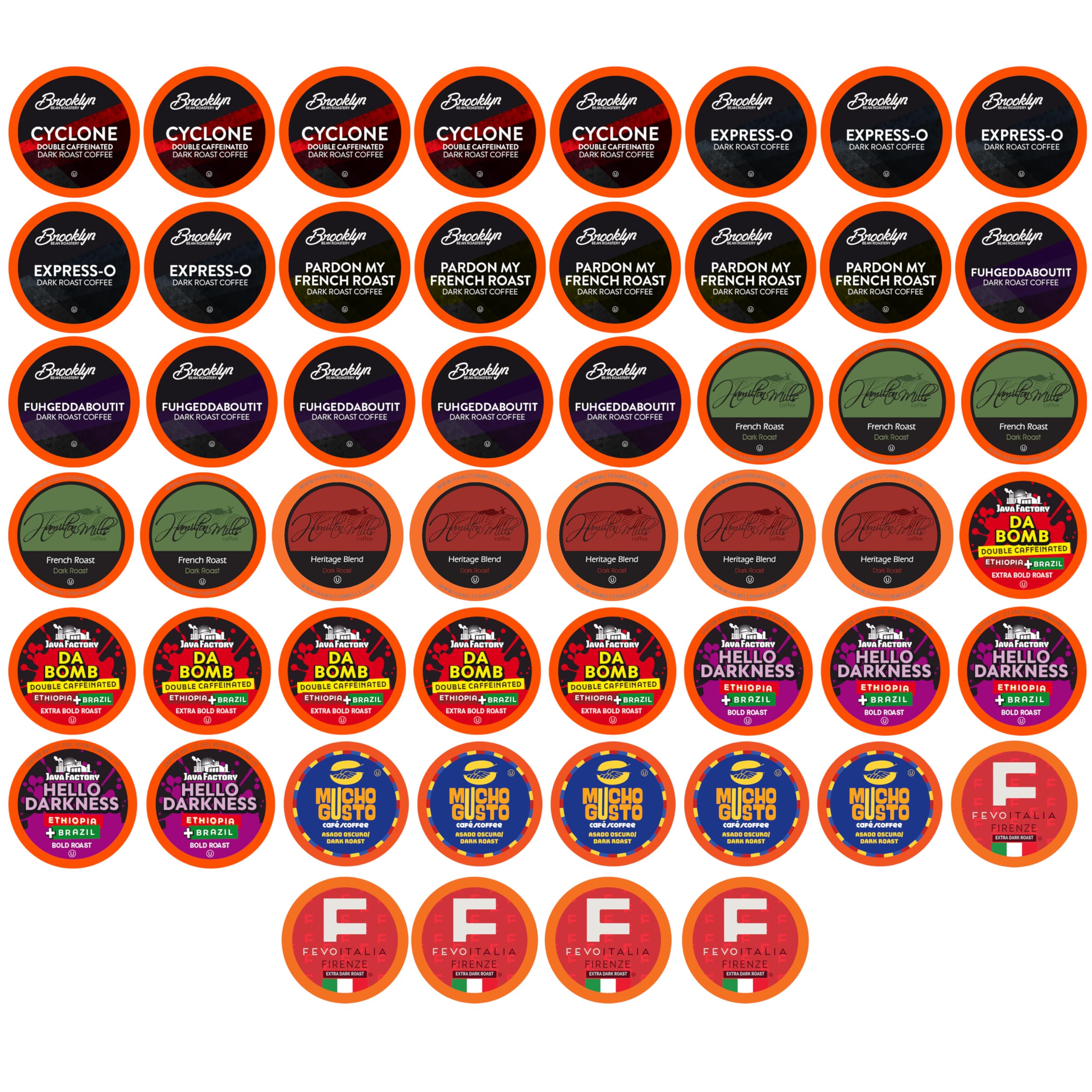Two Rivers Coffee dark roast pods for a bold, convenient brew.