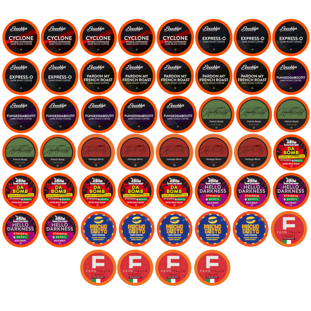 Two Rivers Coffee dark roast pods for a bold, convenient brew.