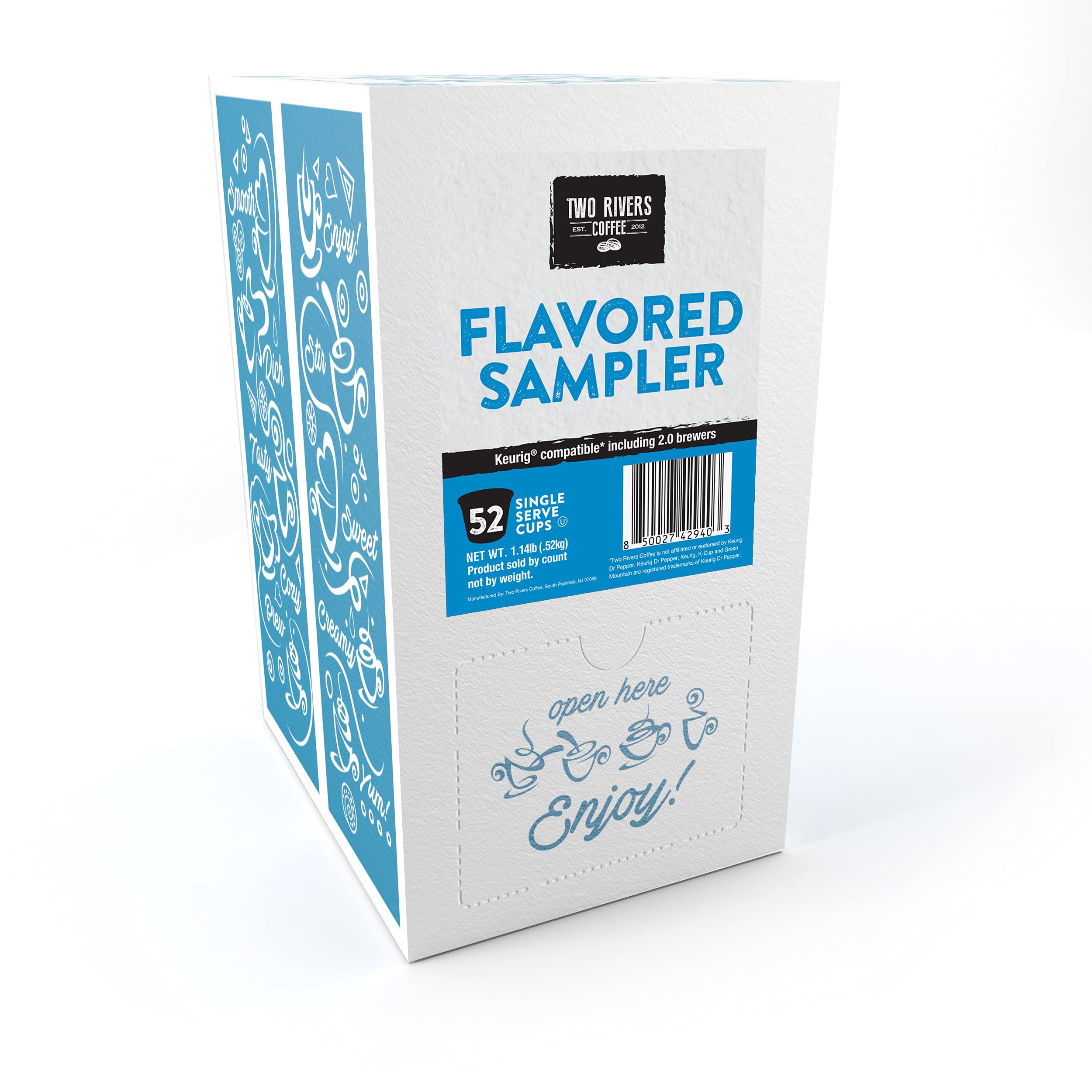 Two Rivers Coffee sampler variety display, perfect for weekend flavor tastings