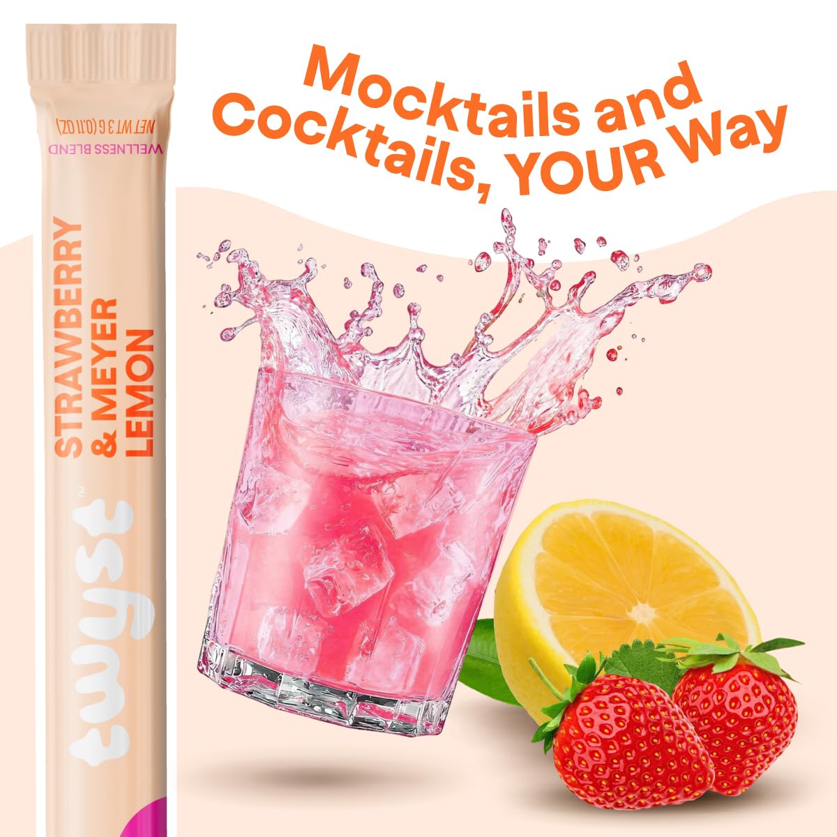Twyst pouring into a glass demonstrates quick, portable mixer for cocktails.