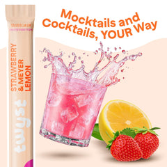 Twyst pouring into a glass demonstrates quick, portable mixer for cocktails.