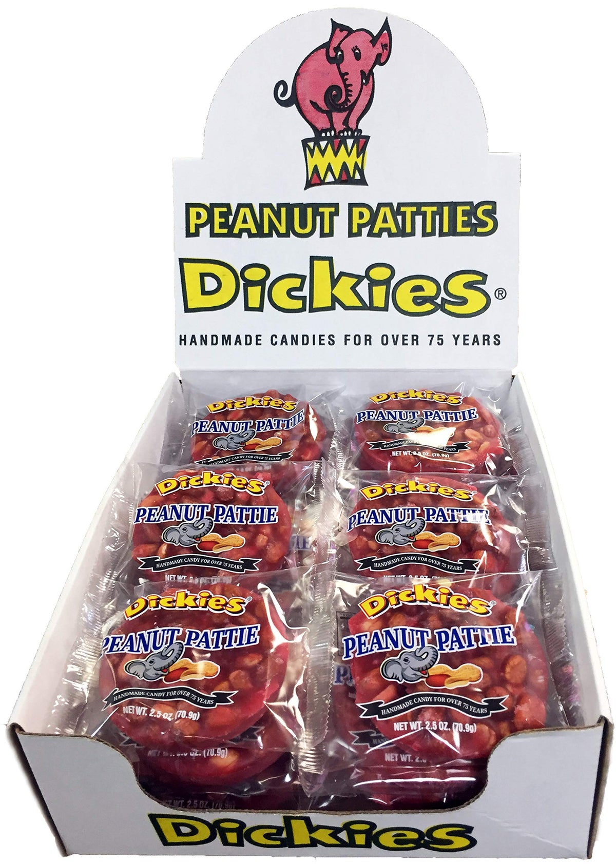 Tyler Candy Dickies Peanut Pattie 2.5oz pack, convenient snack for on-the-go energy.