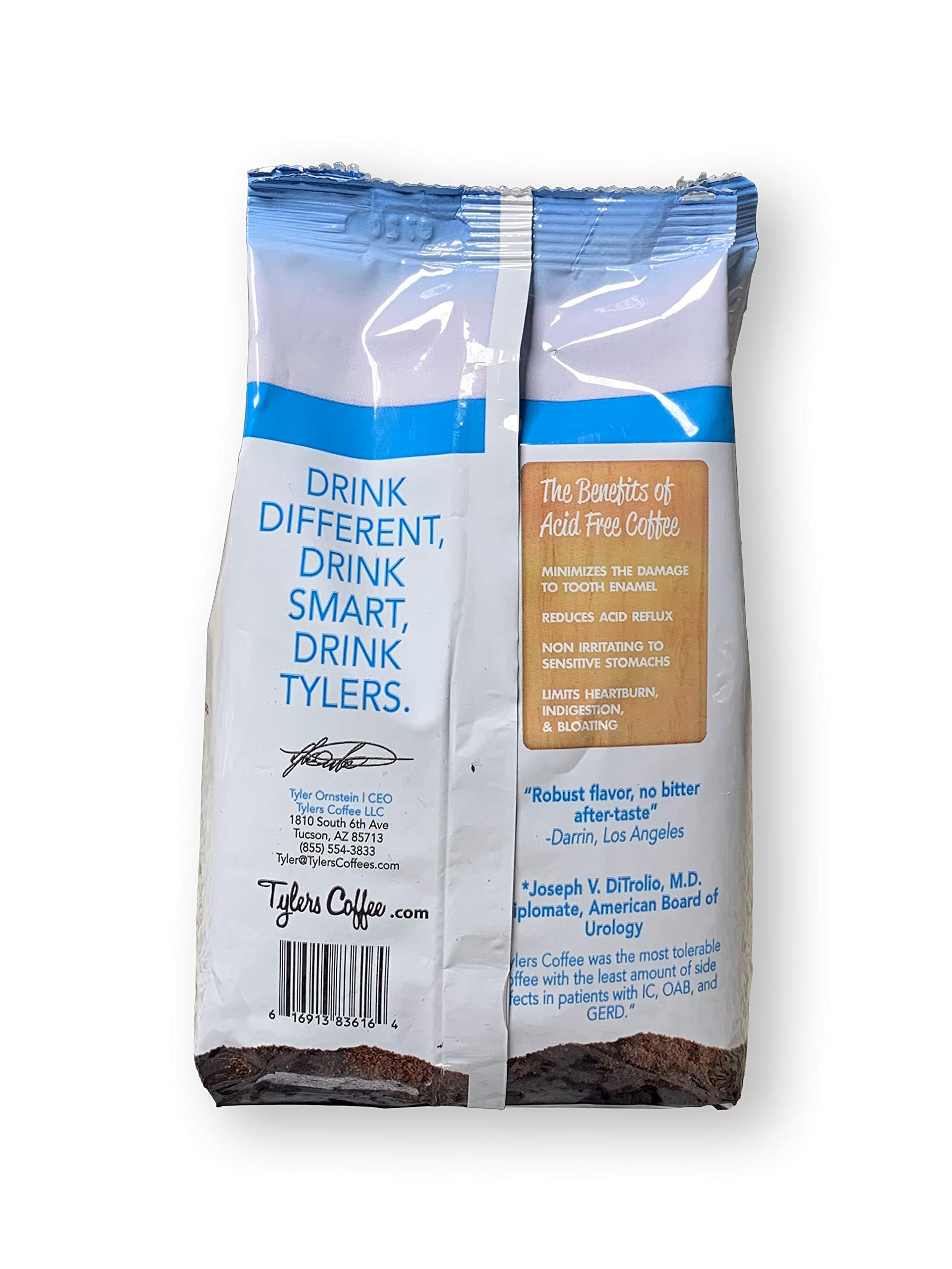 Tyler's Coffee freshly ground beans in a grinder deliver robust aroma