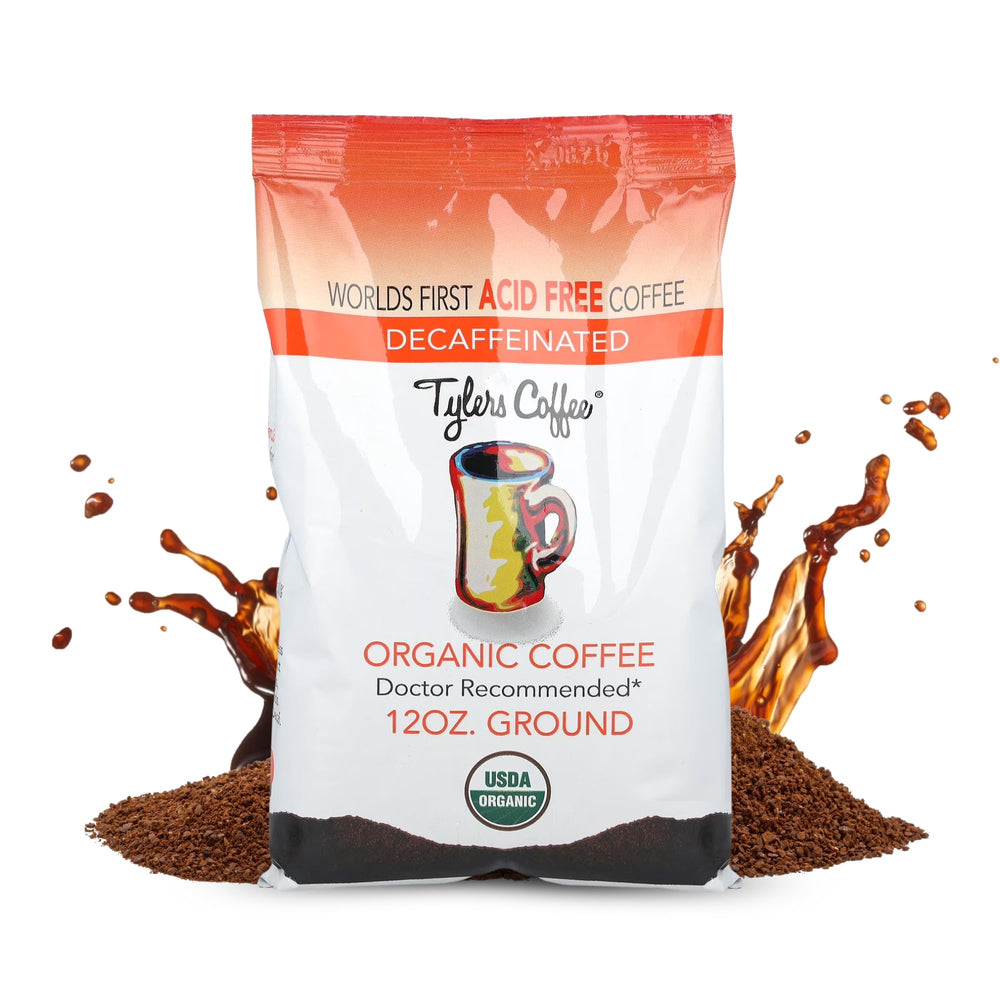 Tyler's Coffee ground decaf full flavor pack2 bags for smooth evening brews.