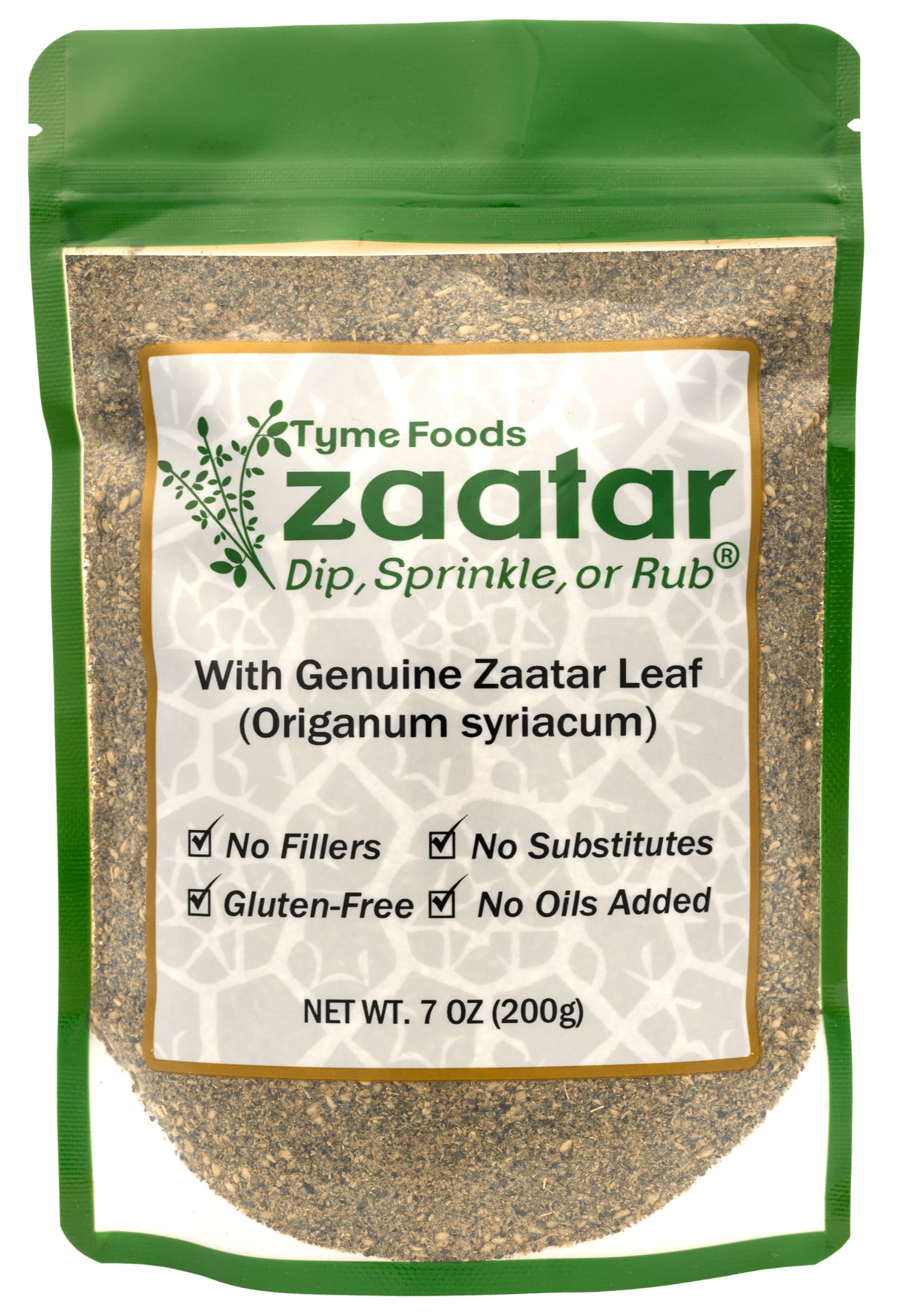 Tyme Foods Zaatar leaves close-up, highlighting authentic flavor for everyday cooking.