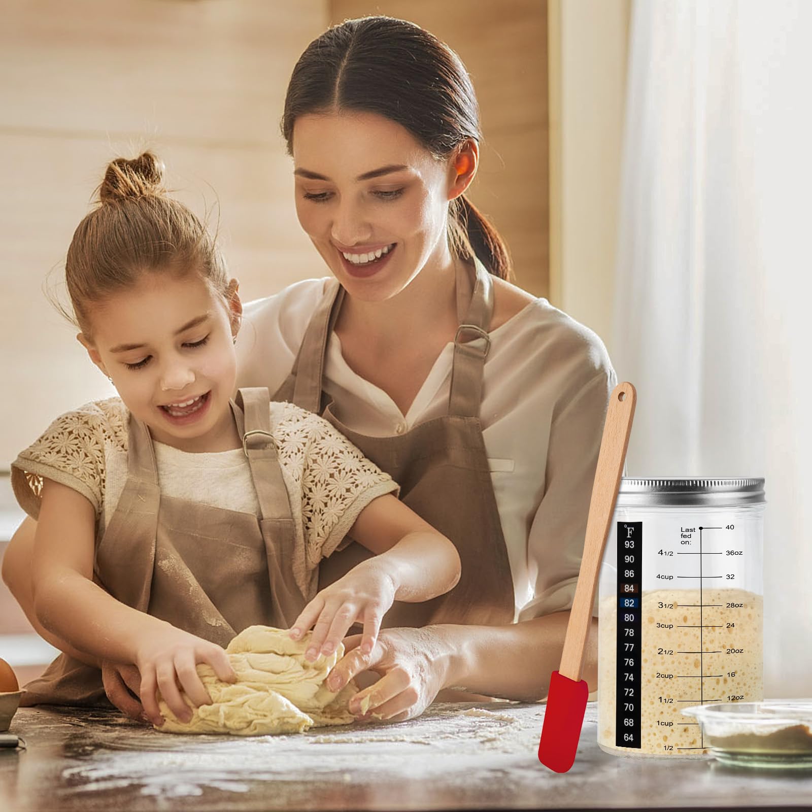 Glass mason jar by Tyniaide for safe, durable dough handling.