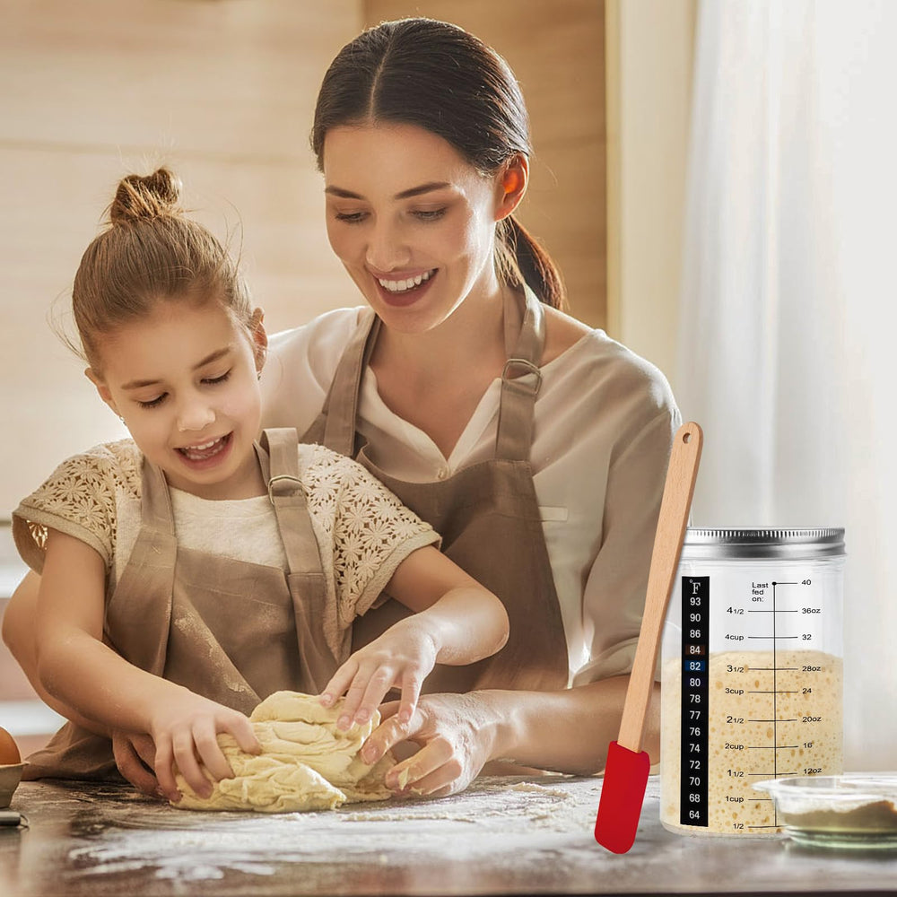 Glass mason jar by Tyniaide for safe, durable dough handling.