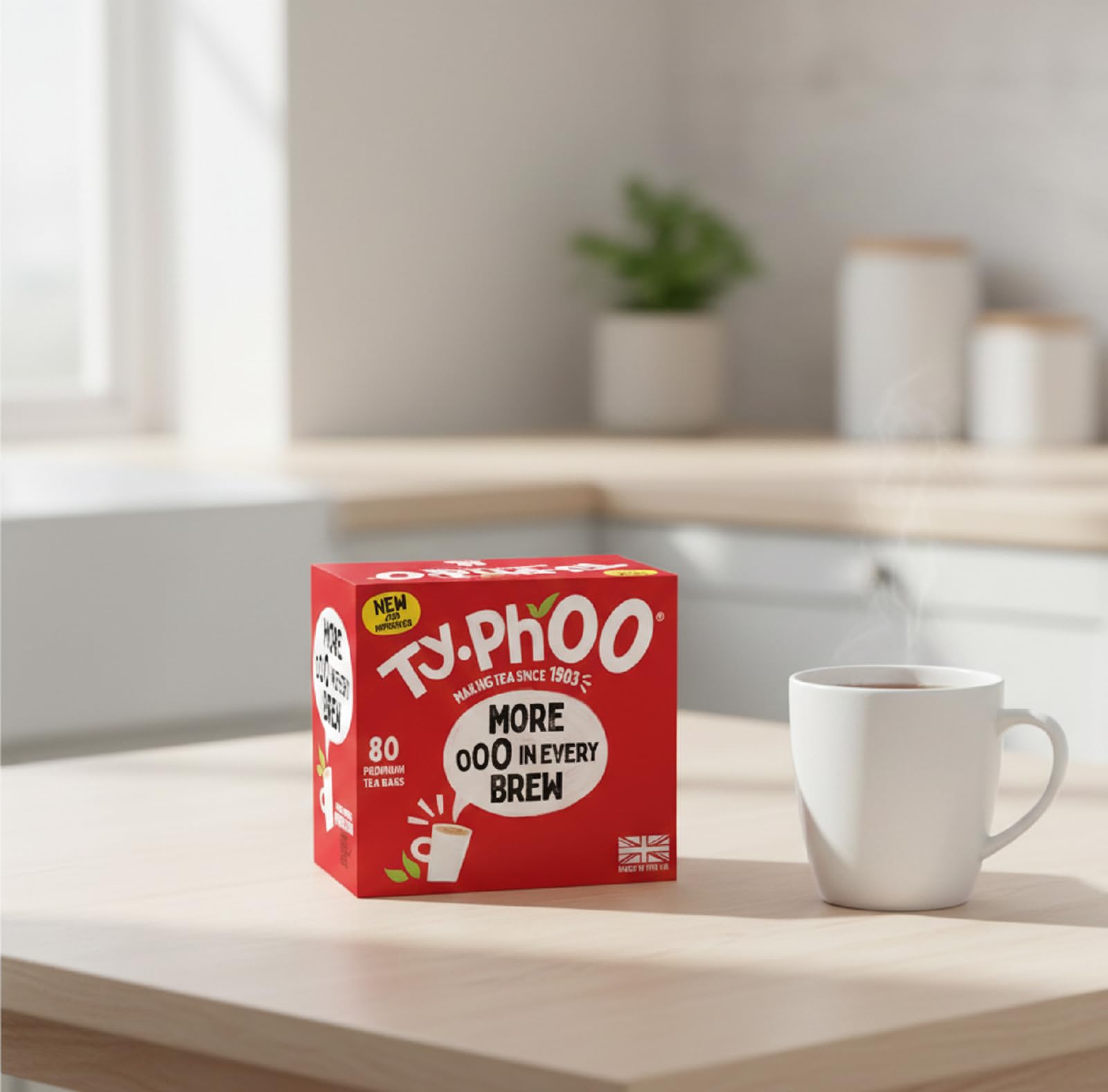Typhoo Everyday 80 tea bags England heritage shot highlights tradition