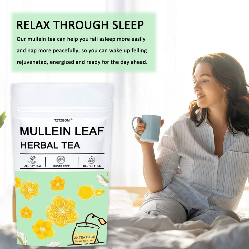TZTZBOM Mullein Tea served iced for refreshing, caffeine-free hydration.