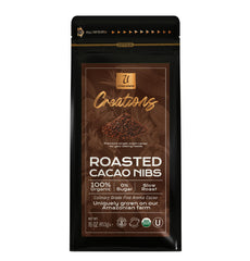 U Chocolate Organic Cacao Nibs 16oz bag highlights premium nib quality for healthy snacking.