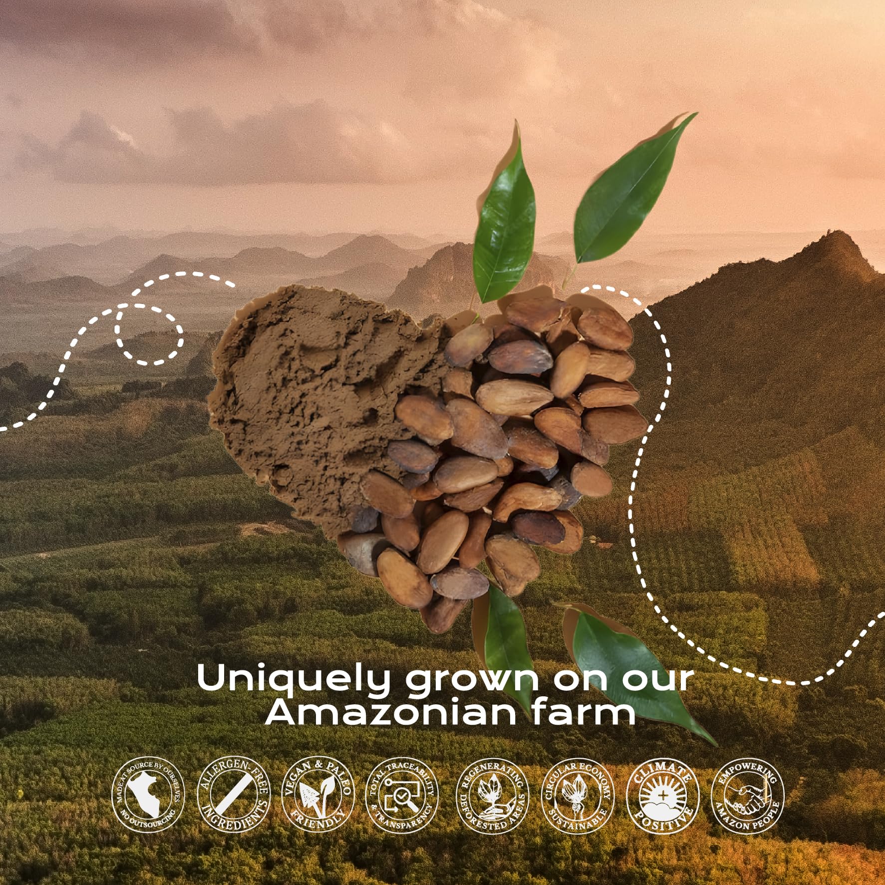 U Organic Amazon cacao origin label highlights traceability and quality.