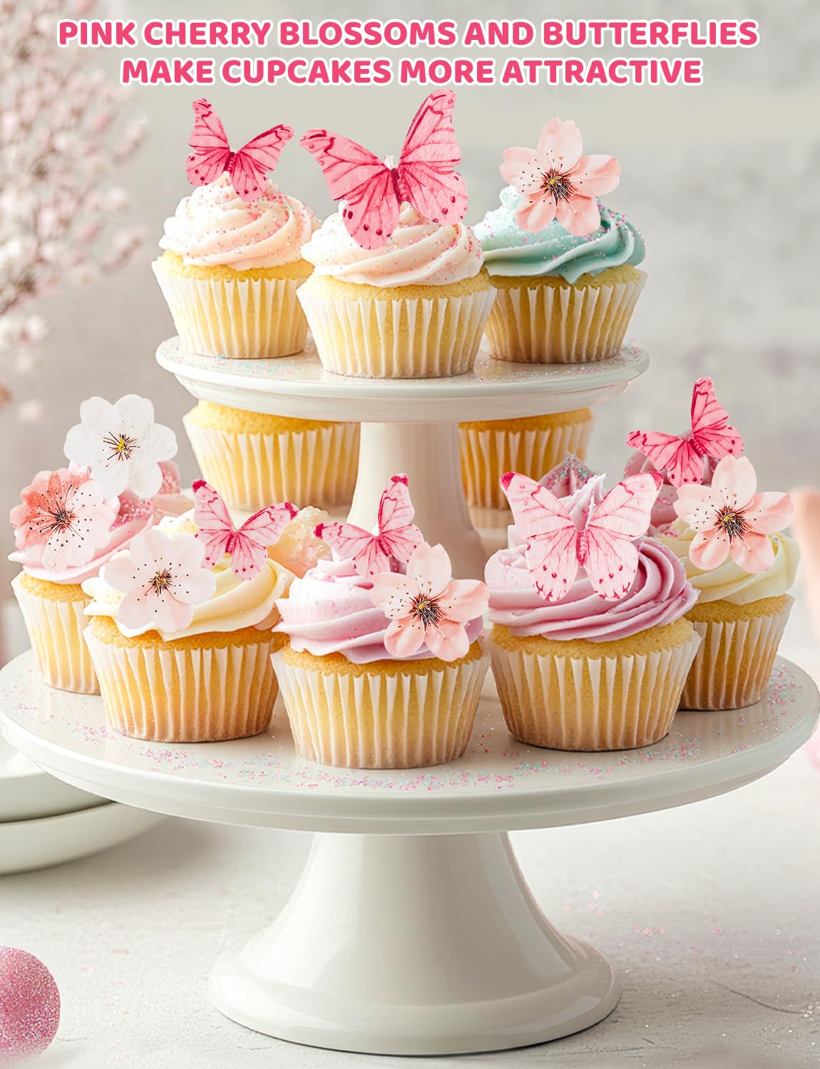 UAYVEBS spring-themed toppers for wedding or baby shower desserts
