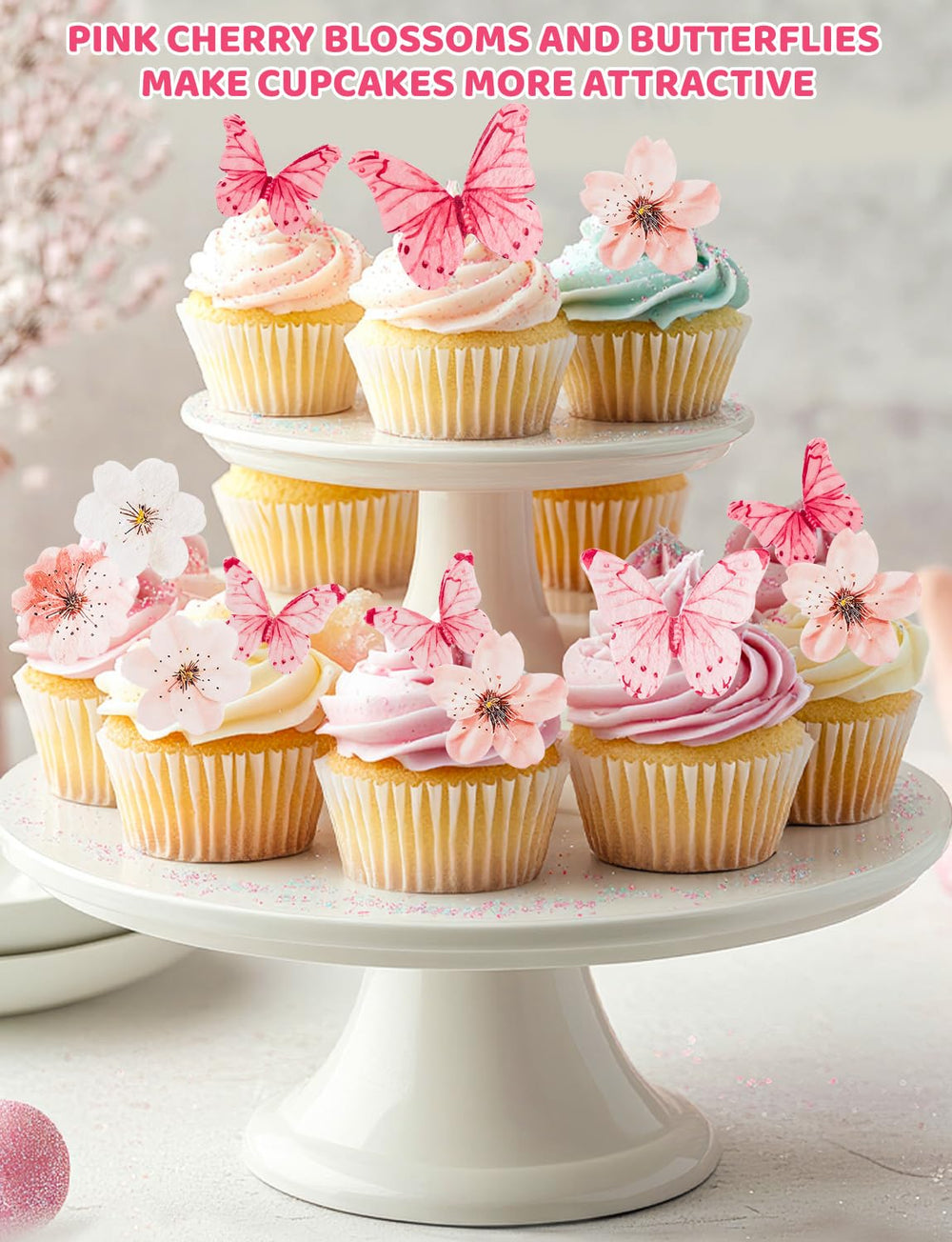 UAYVEBS spring-themed toppers for wedding or baby shower desserts