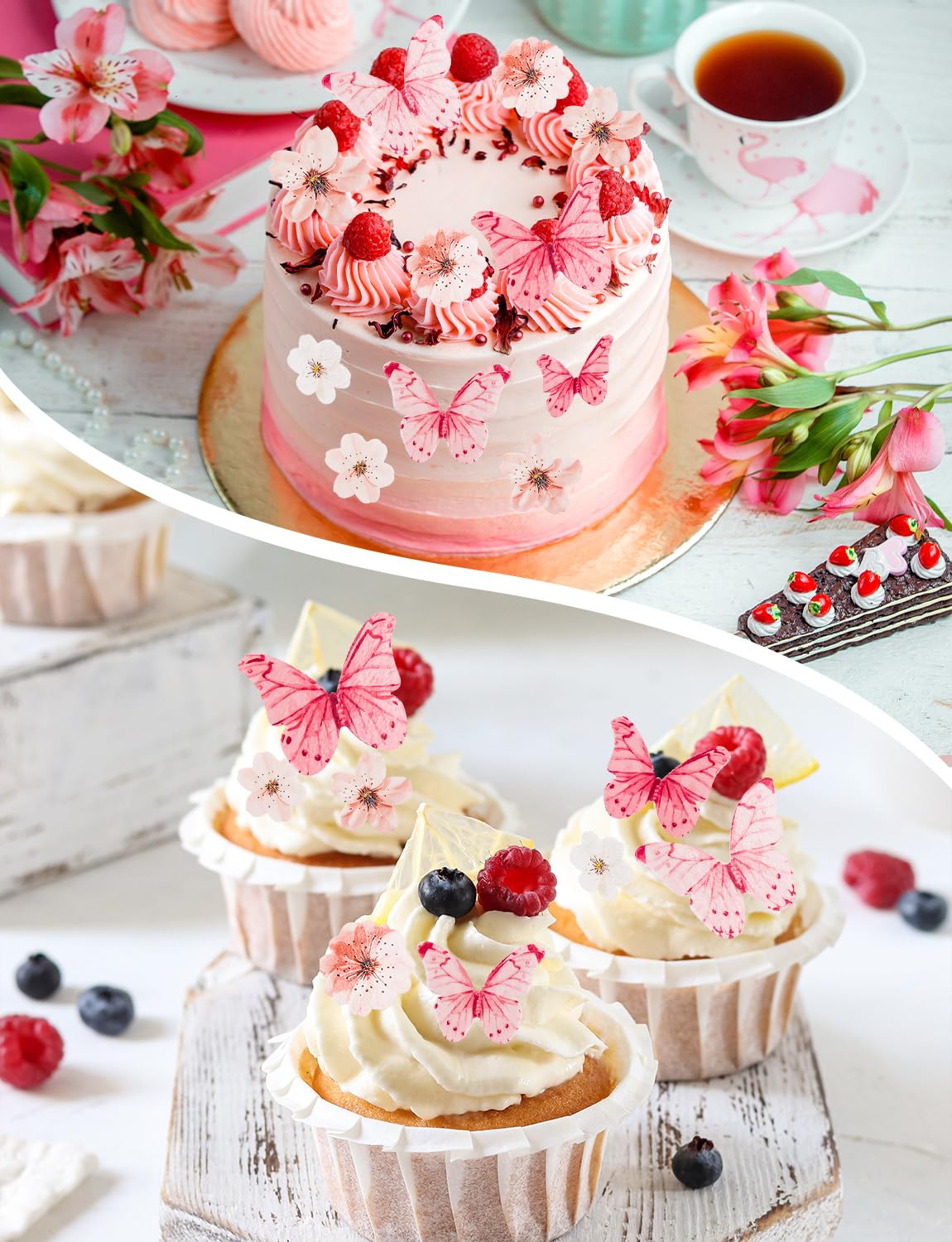 UAYVEBS wafer paper flowers pack for cupcakes and cakes