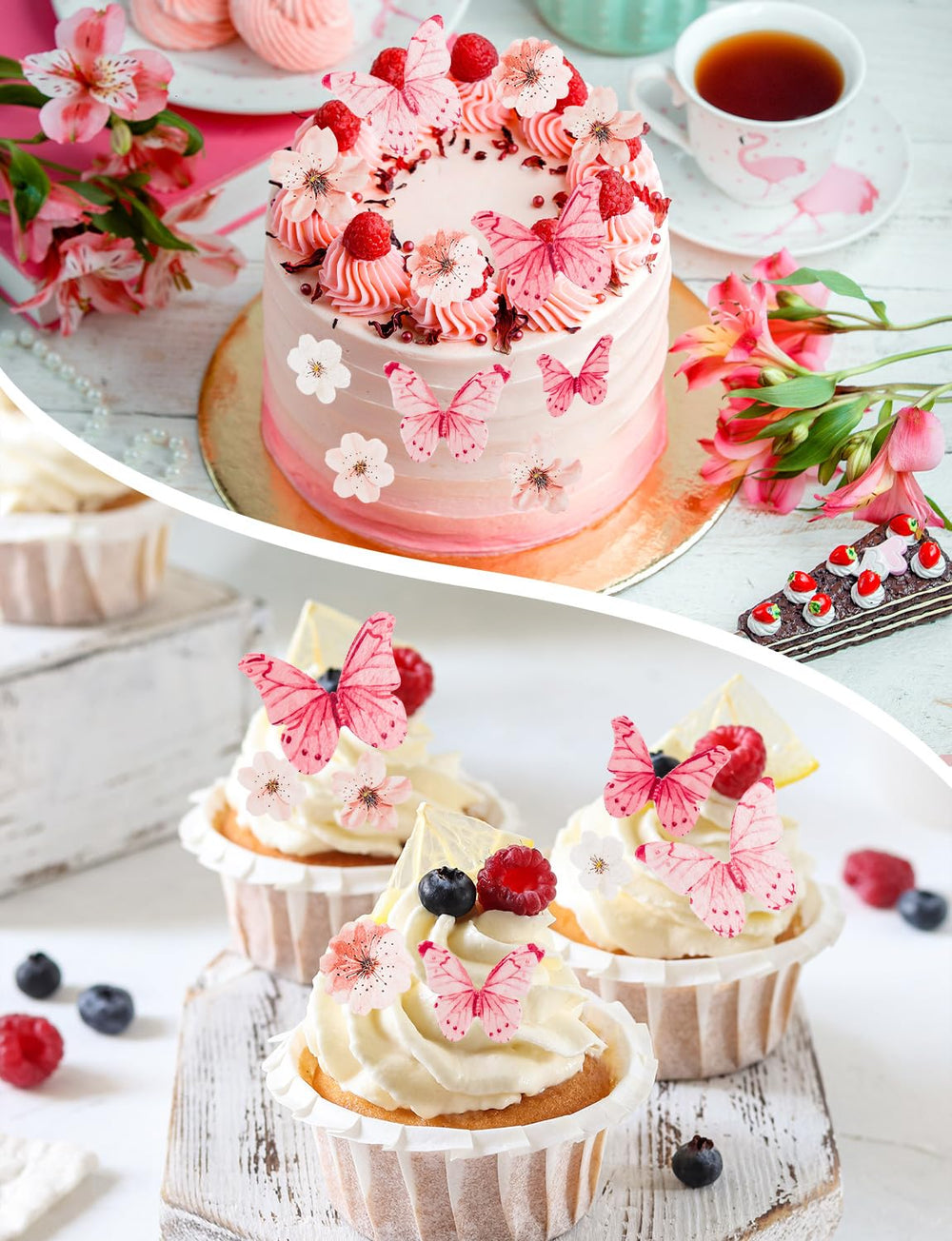 UAYVEBS wafer paper flowers pack for cupcakes and cakes