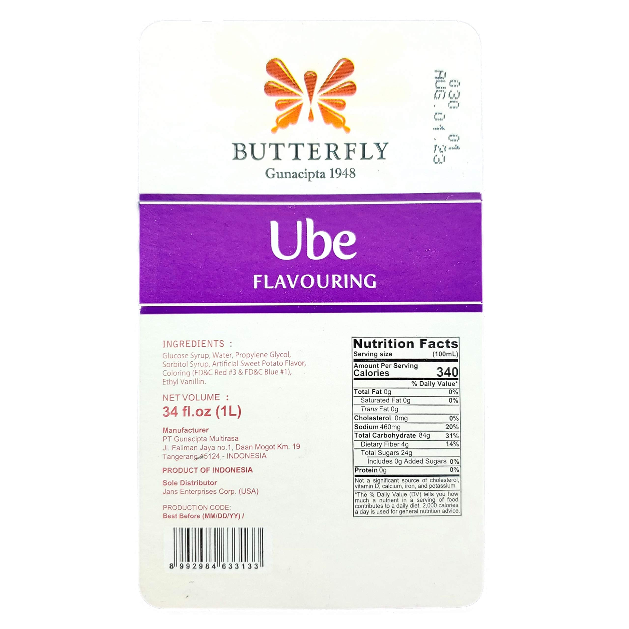 Ube Butterfly pour stream demonstrates easy flavoring for desserts and beverages.