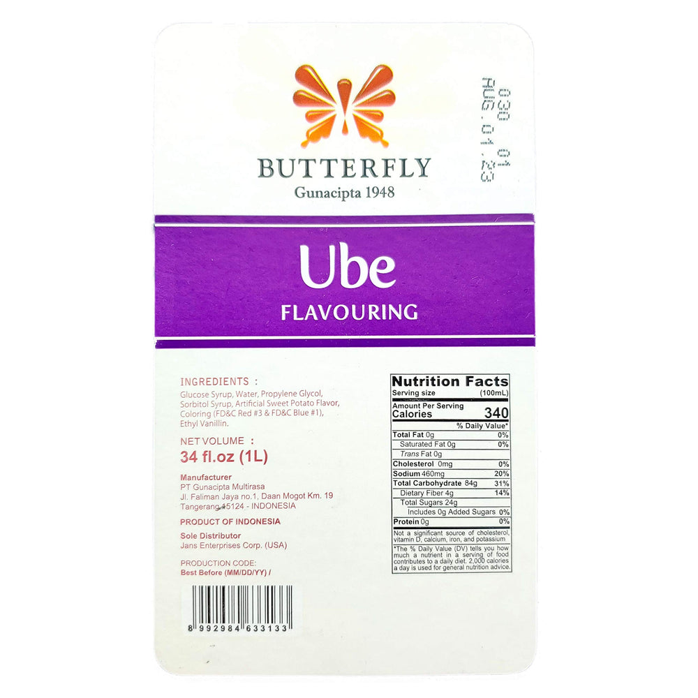 Ube Butterfly pour stream demonstrates easy flavoring for desserts and beverages.