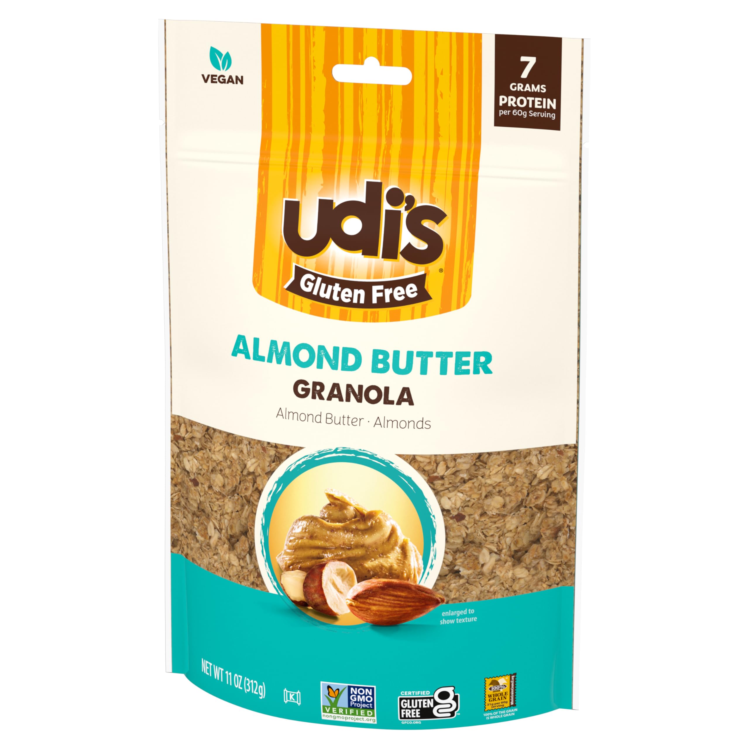 Udi's granola packaging and label convey gluten-free quality and trust