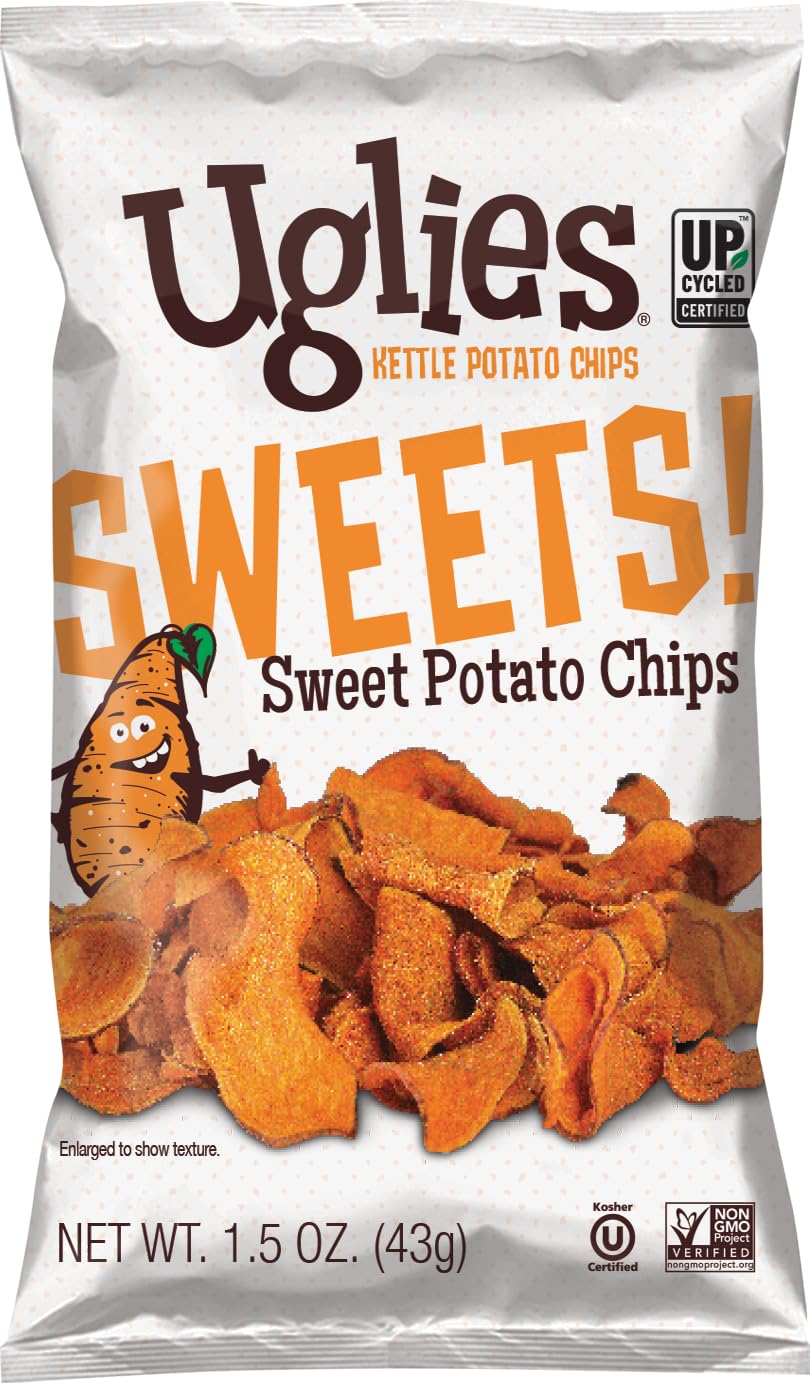 UGLIES Sweet Potato Kettle-Cooked chips in a bag for tasty on-the-go snacking.