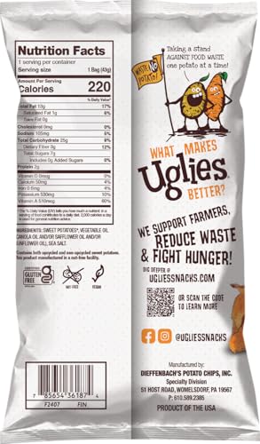 UGLIES Sweet Potato chips close-up showing crisp texture and wholesome bite.