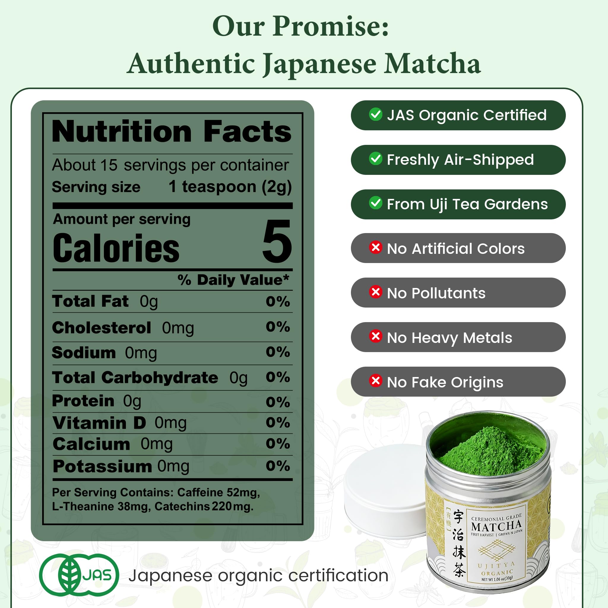 UJITYA ceremonial-grade matcha tin seal preserves freshness and aroma