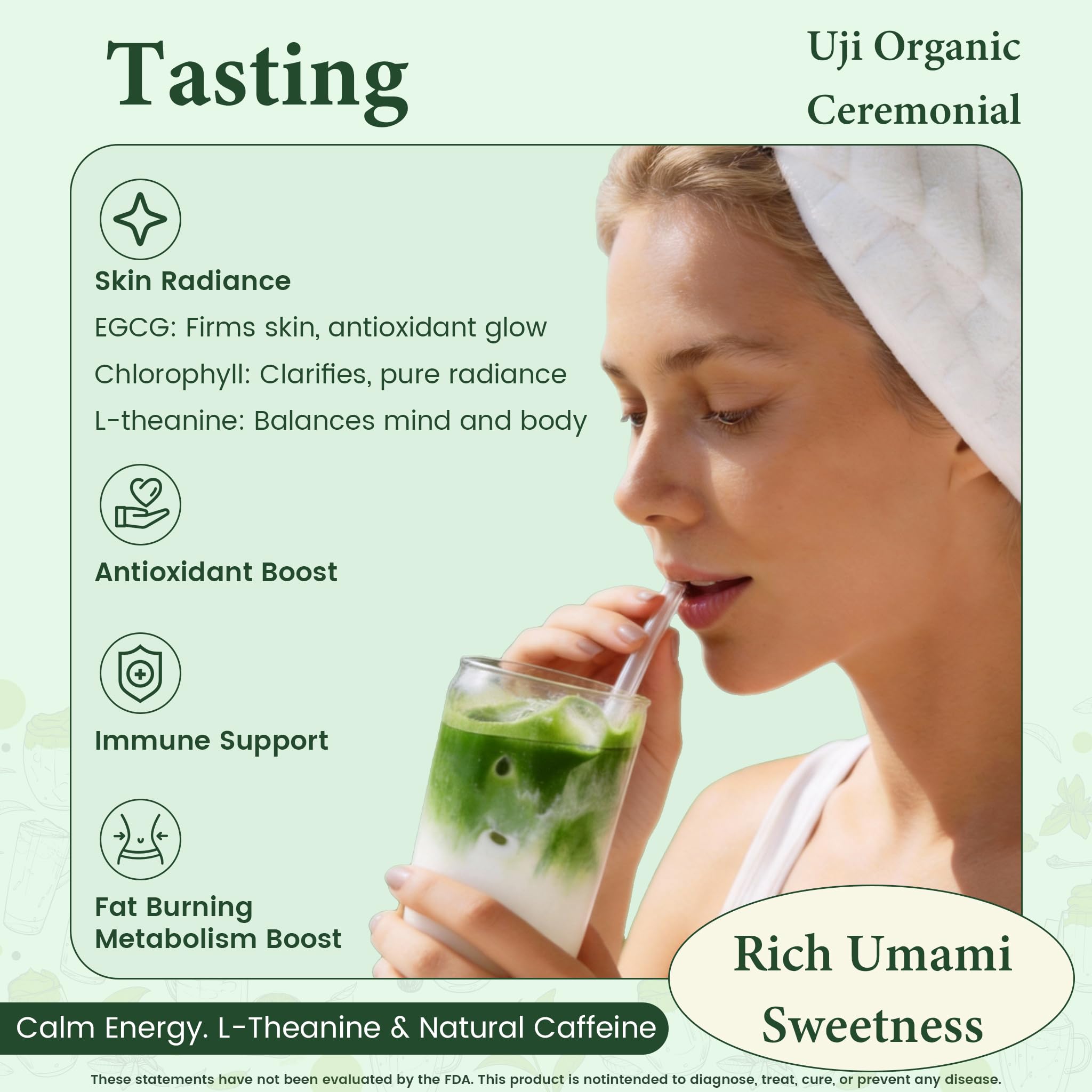 UJITYA matcha powder close-up shows fine texture ideal for lattes
