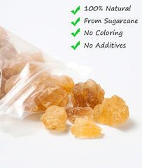 ULTHMOK amber sugar crystals stacked to highlight premium quality.