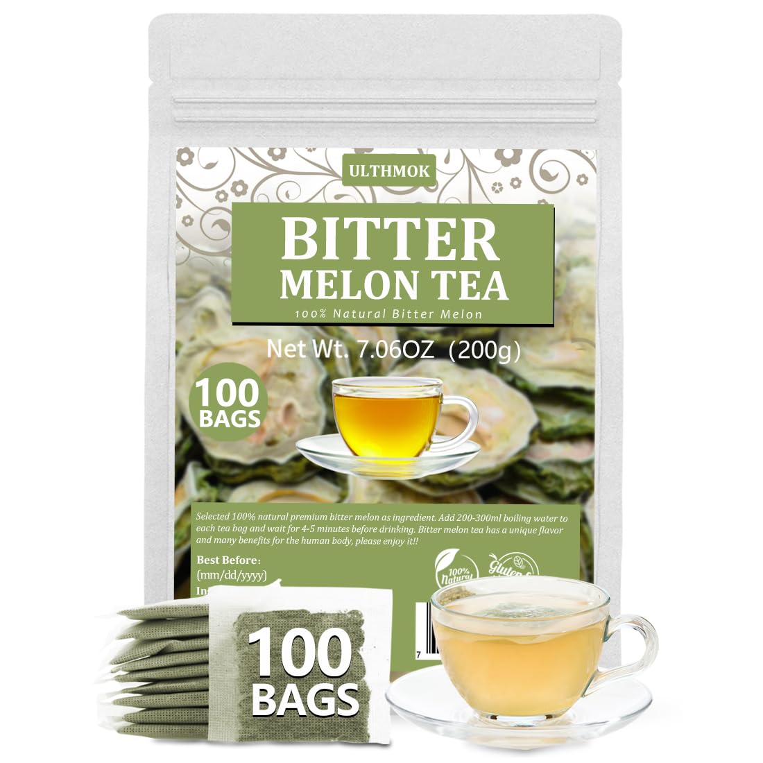 ULTHMOK bitter melon tea bags offer caffeine-free aroma for daily rituals