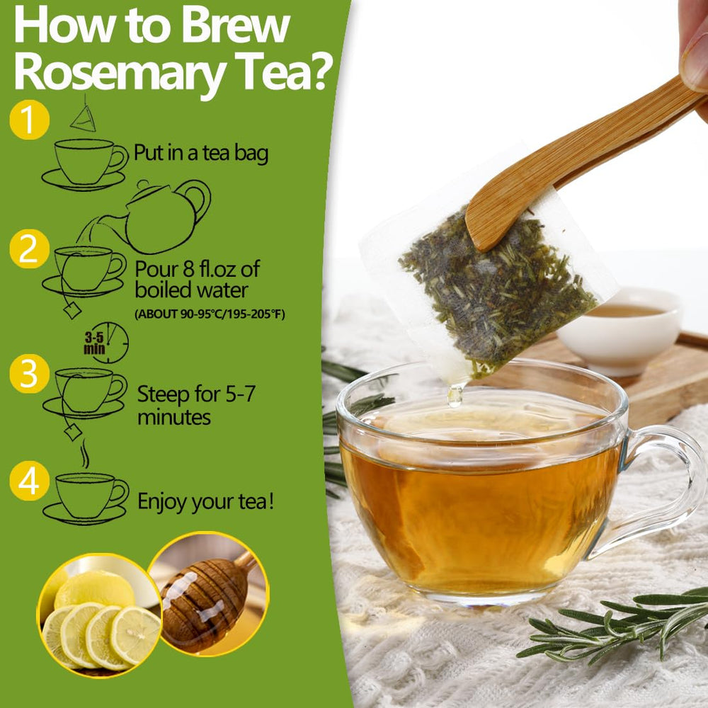 ULTHMOK brewed rosemary tea in a cup with a warm hue.