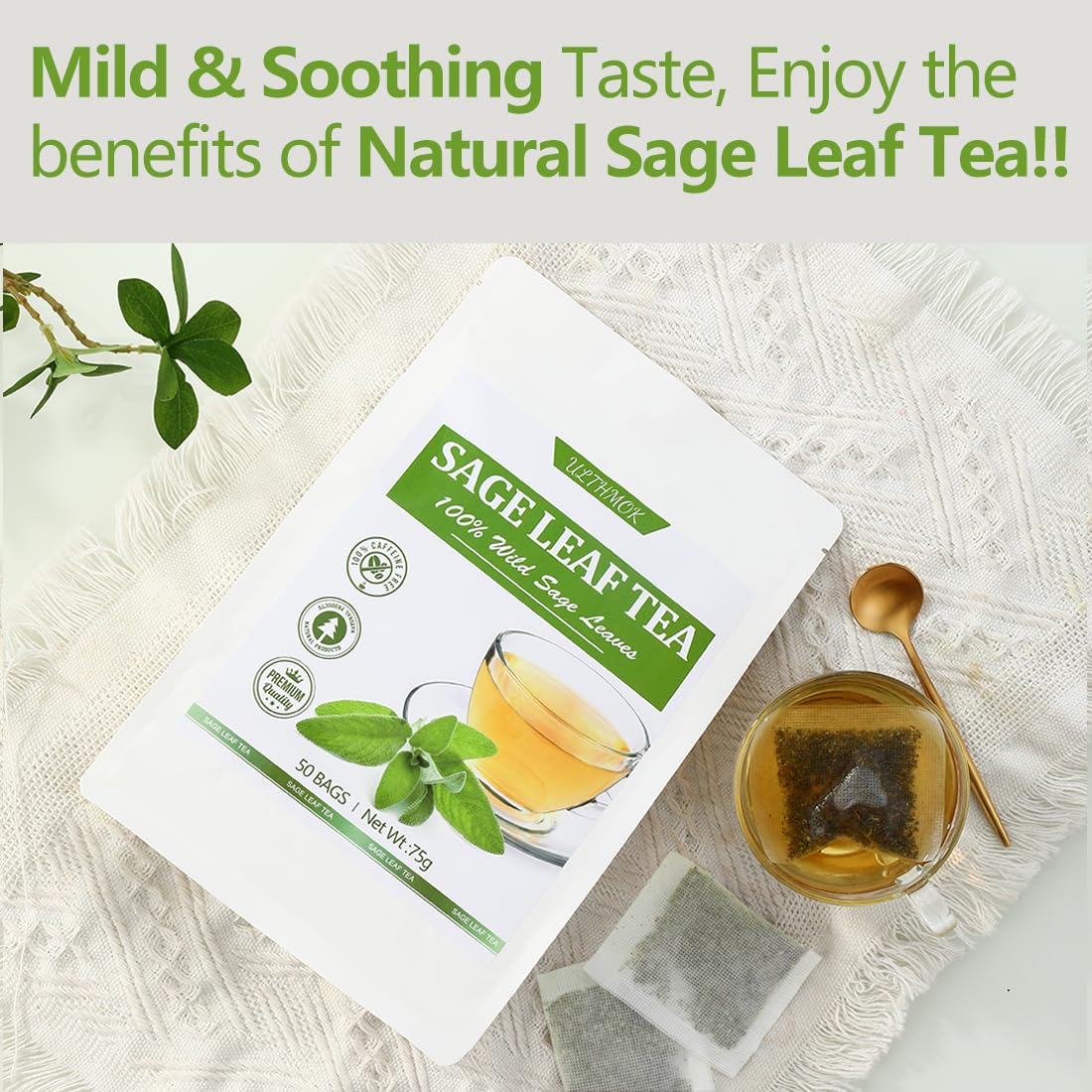 ULTHMOK California sage leaf tea bags with wild-grown leaves for pure flavor