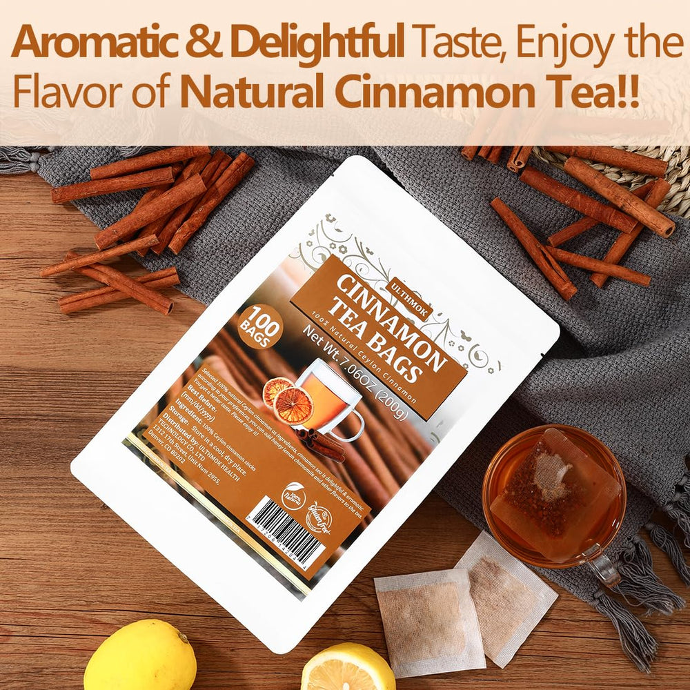 ULTHMOK tea bags steeping in cup releasing natural cinnamon aroma