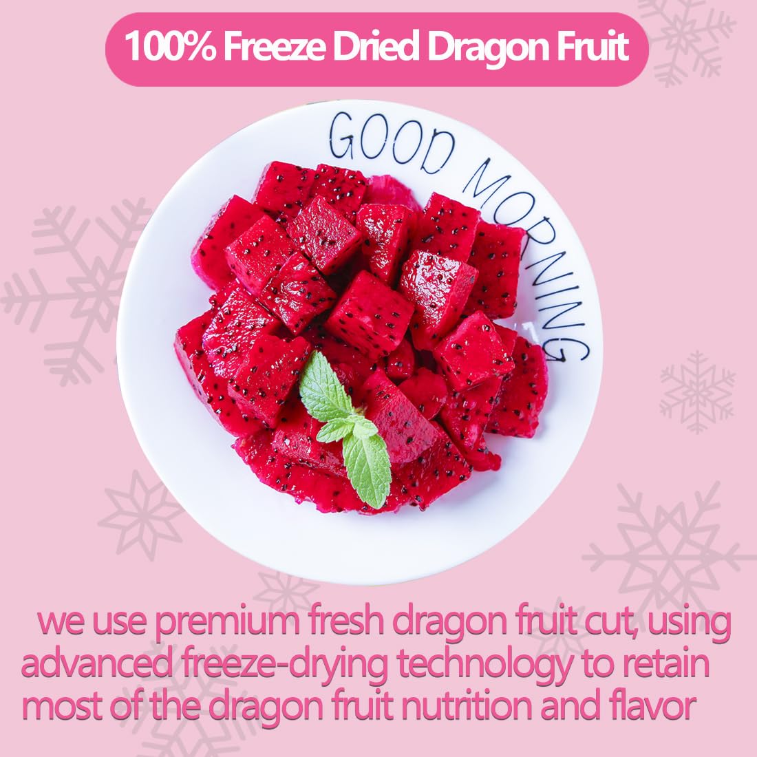 Close-up of ULTHMOK dragon fruit chunks with vibrant color
