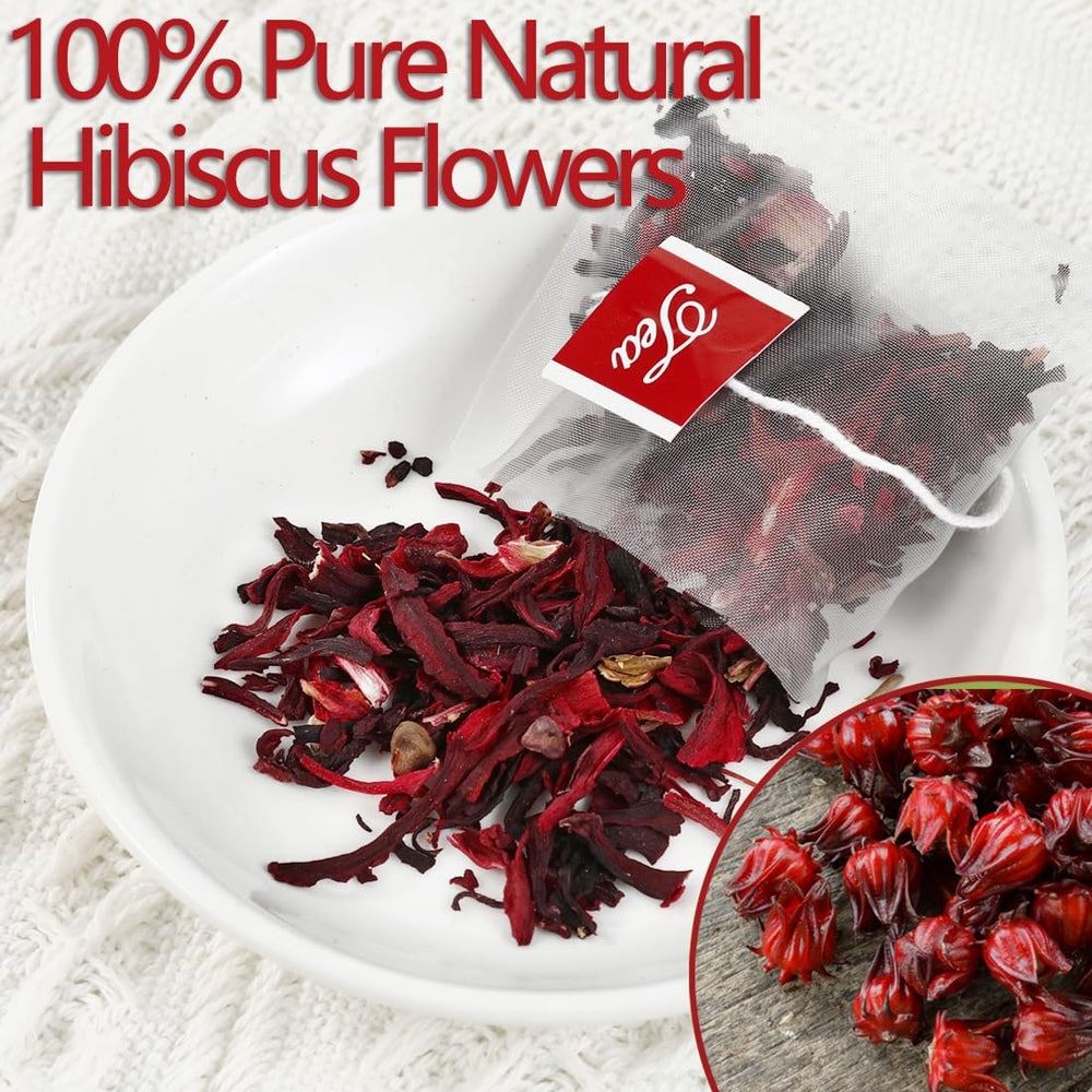 ULTHMOK dried hibiscus flowers image shows vibrant petals, implying bright, refreshing tea.