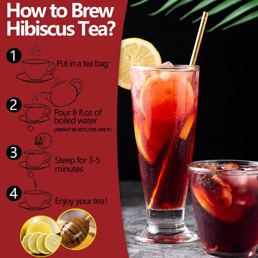 ULTHMOK hibiscus tea with lemon implies versatile serving options for taste enhancement.