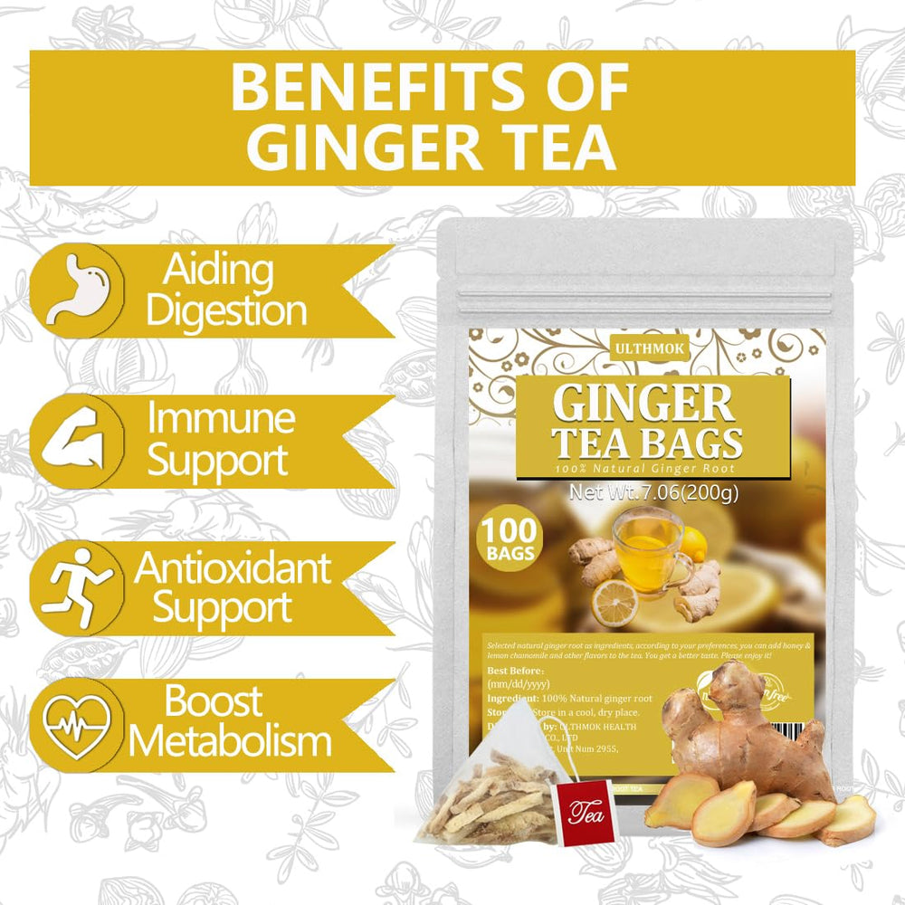 ULTHMOK ginger tea with lemon and honey creates varied flavors and soothing aroma